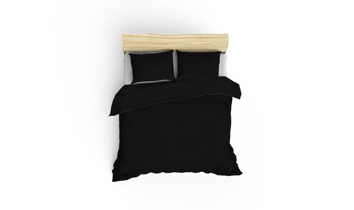 L'essentiel linge de maison Juego de funda de edredón de satén de algodón, Negro, Doble L'essentiel linge de maison Juego de funda de edredón de satén de algodón, Negro, Doble